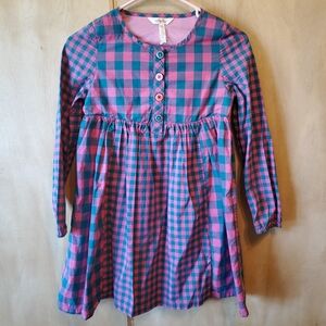 Matilda Jane Moments With You pink/Teal checkered long sleeve dress Size 10